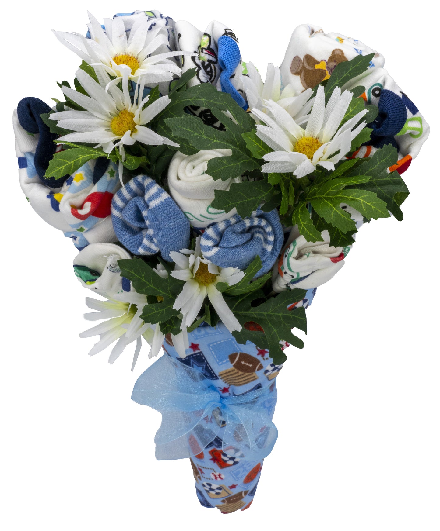Baby Blossom Clothing Flower Bouquet, New Baby Boy Gift With Baby Clothing Arranged Like Celebration Flowers, Creative Unique Baby Gift For New Parents