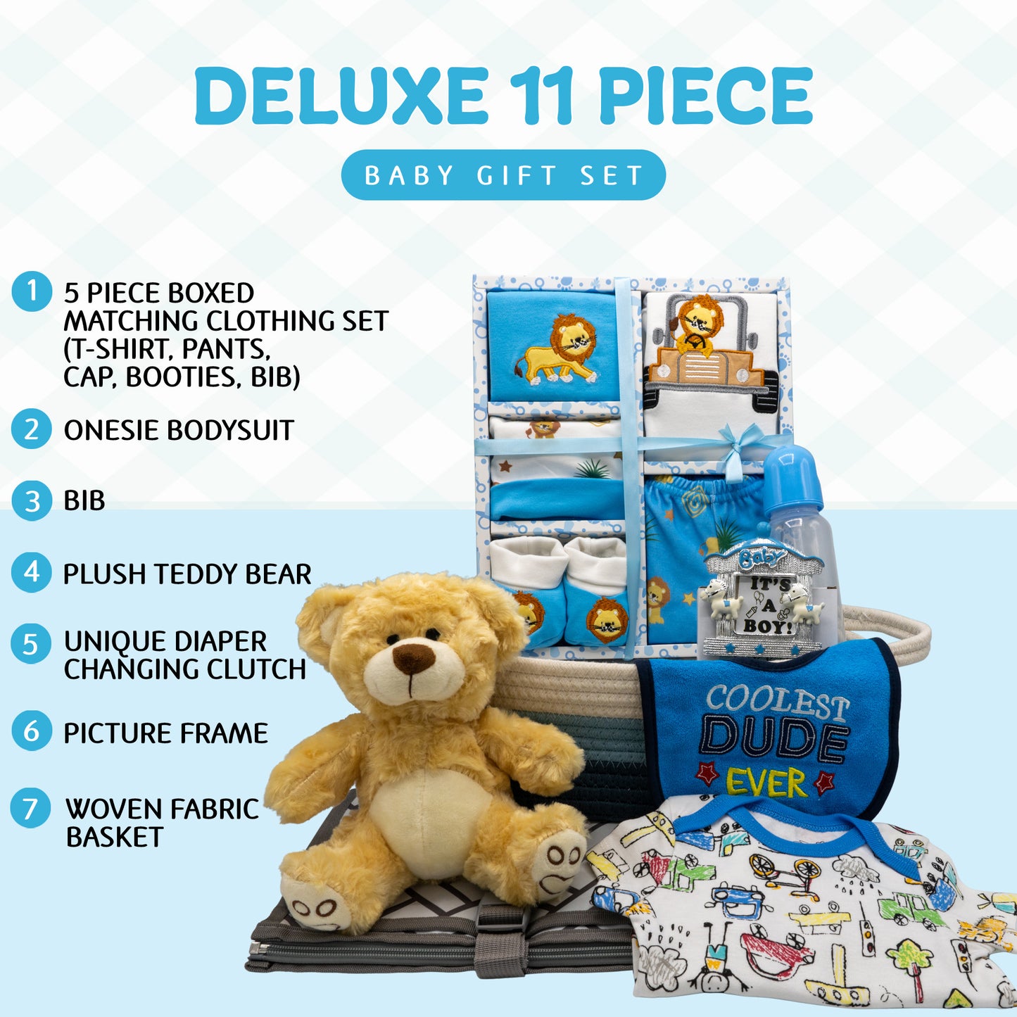 Welcome Home Precious Baby Boy Gift Set, Baby Layette Set with New Baby Boy Essentials, Newborn Baby Gift Set for Expecting Moms, Blue