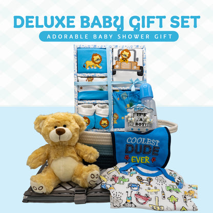Welcome Home Precious Baby Boy Gift Set, Baby Layette Set with New Baby Boy Essentials, Newborn Baby Gift Set for Expecting Moms, Blue