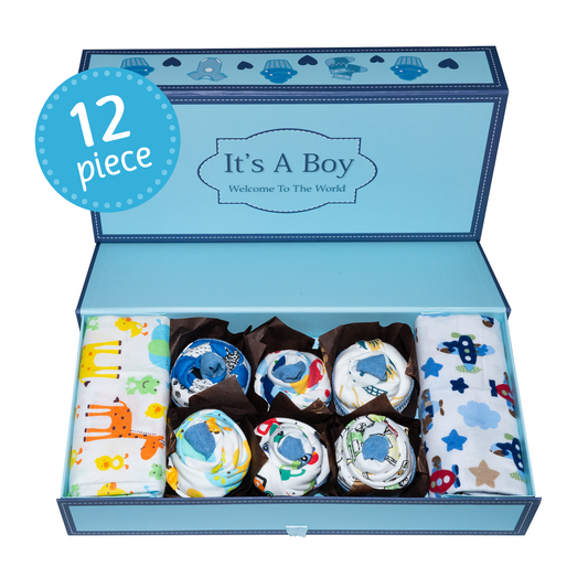 Unique Cupcake Baby Boy Gift, Newborn Gift Set, Adorable New Baby Clothing Gift for Baby Showers, Expecting Moms and New Parents, Blue