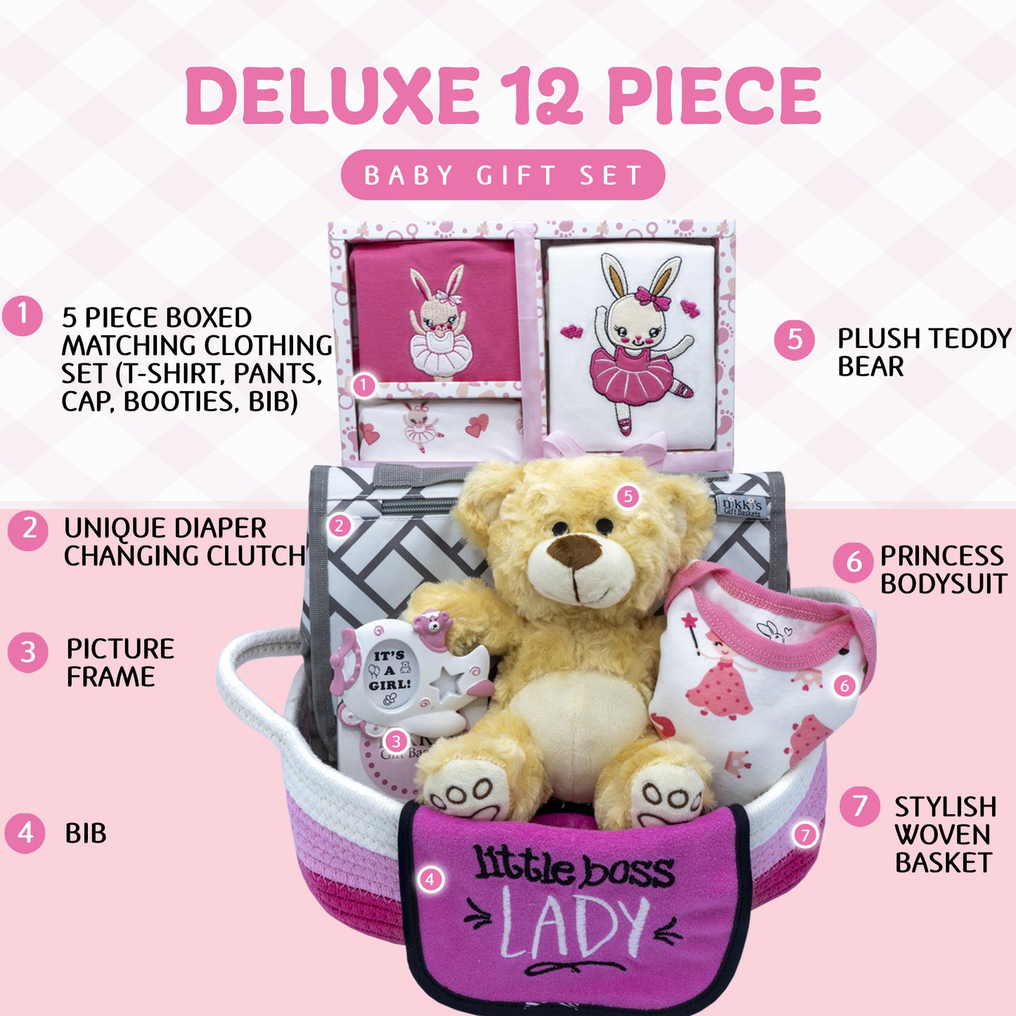 Welcome Home Precious Baby Girl Gift Set, Baby Layette Set with New Baby Girl Essentials, Newborn Baby Gift Set for Expecting Moms, Pink