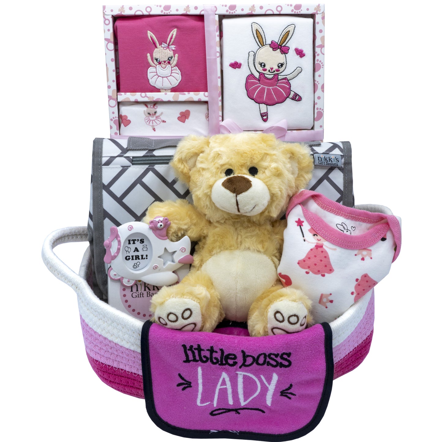 Welcome Home Precious Baby Girl Gift Set, Baby Layette Set with New Baby Girl Essentials, Newborn Baby Gift Set for Expecting Moms, Pink